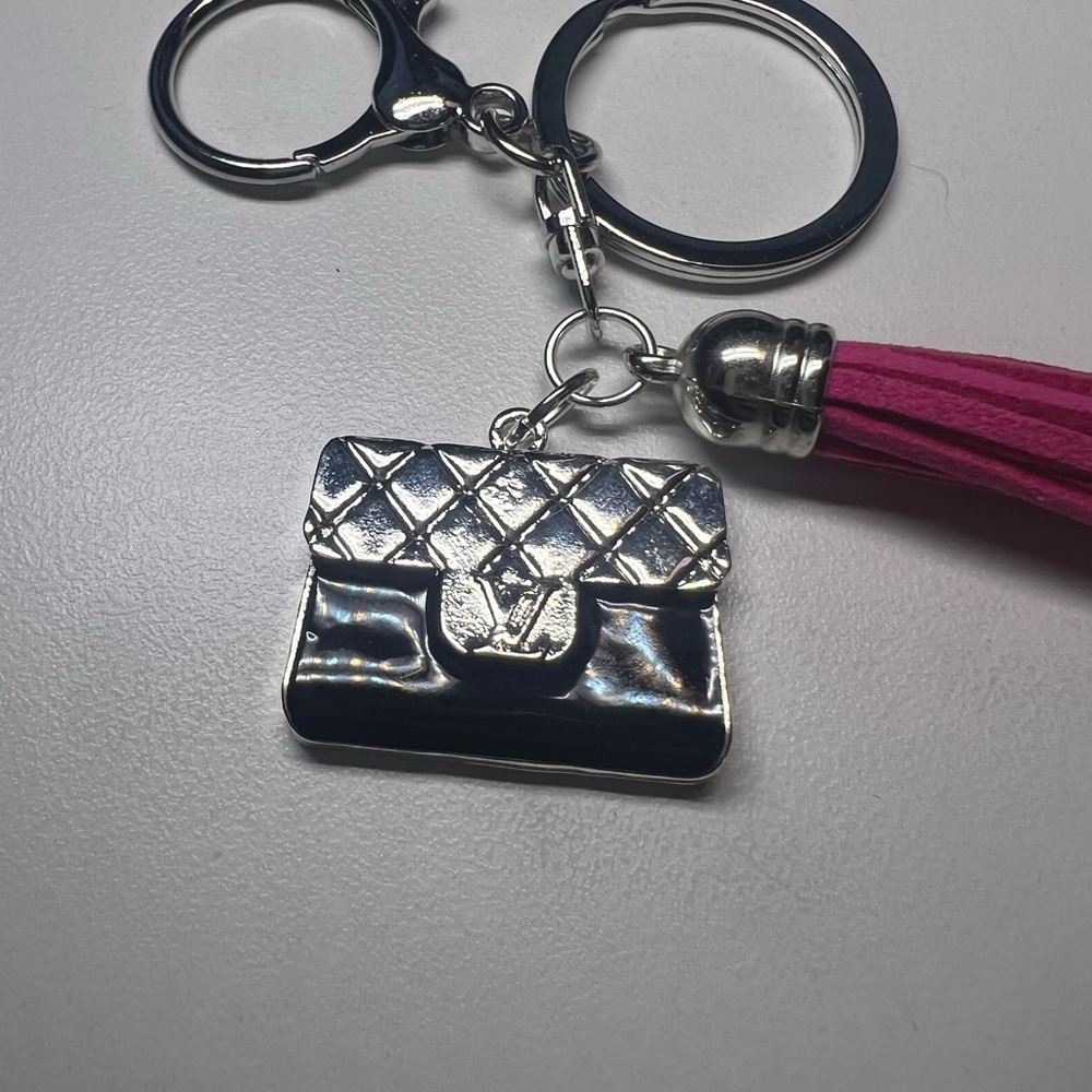 Silver and Pink Keychain Accessory